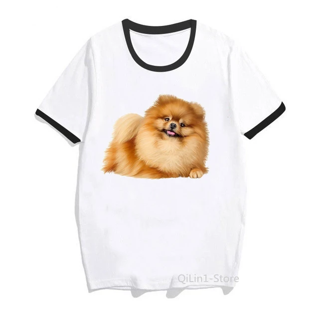 

Harajuku Kawaii Brown Pomeranian Printed Tshirt Women’S Friends Dog Lover T-Shirt Femme Cute Top Girls Tees Summer Clothes