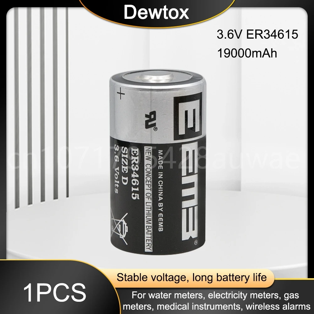 1PCS 3.6V 19000mAh ER34615M ER34615 D Lithium Battery for Water Meter Gas Meter IOT Locator PLC Smoke Alarm
1PCS 3.6V 19000mAh ER34615M ER34615 D Lithium Battery for Water Meter Gas Meter IOT Locator PLC Smoke Alarm