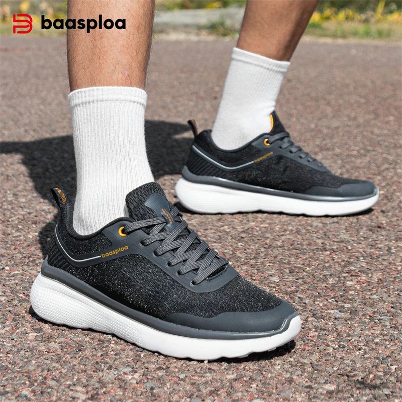 

Baasploa Men Running Shoes New Mesh Breathable Sport Shoes Men Lightweight Comfort Casual Sneakers Male Antiskid Free Shipping