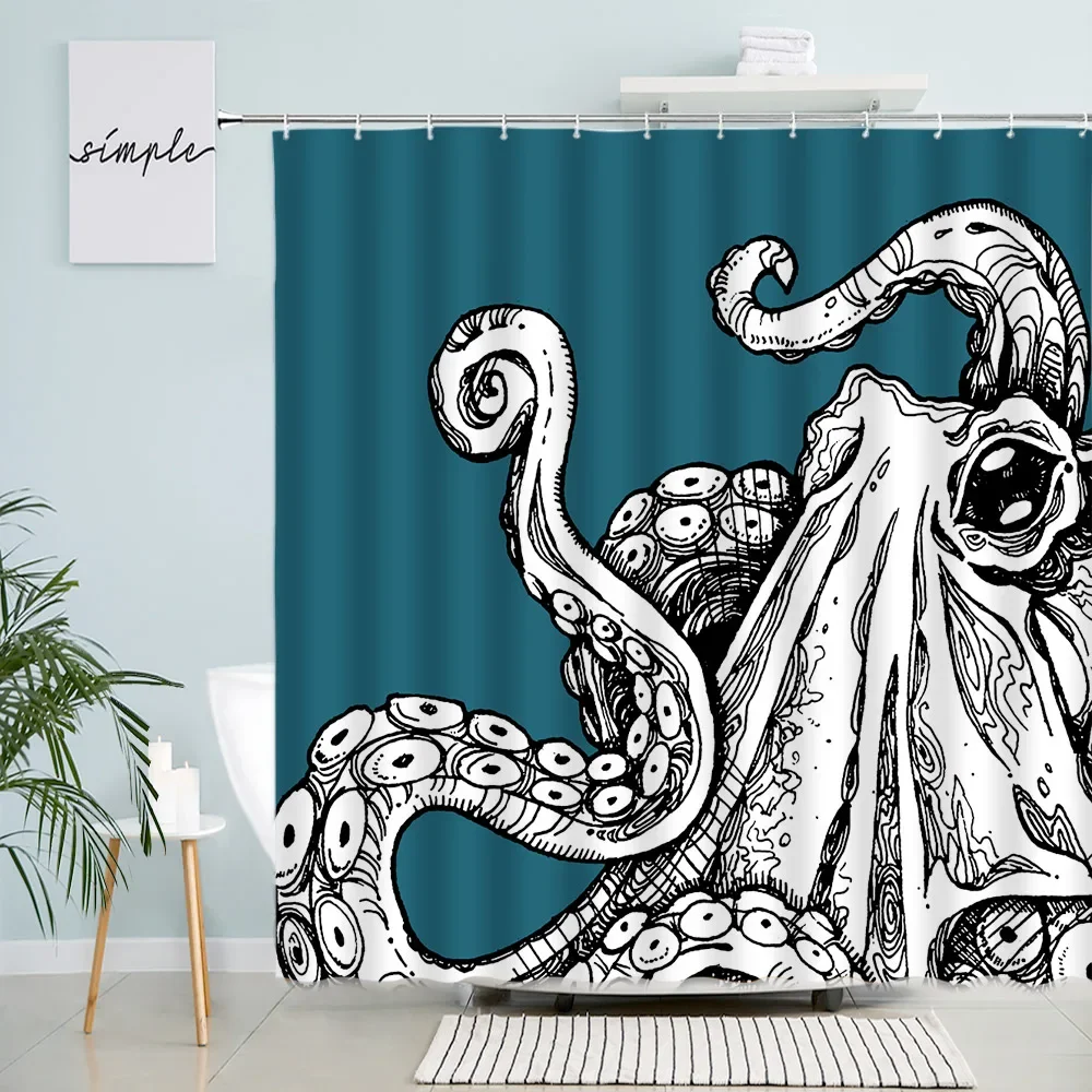 Octopus Shower Curtain Set Sea Kraken Tentacle Sea Animal Bath Curtains Modern Fabric Creative Printed Bathroom Decor With Hooks
Octopus Shower Curtain Set Sea Kraken Tentacle Sea Animal Bath Curtains Modern Fabric Creative Printed Bathroom Decor With Hooks