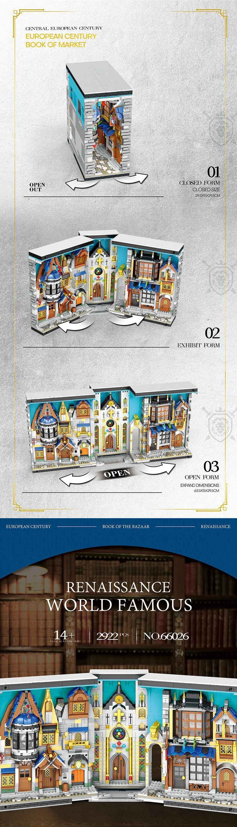 2922PCS Street View European Century Book of Market Building Block Creative Expert Castle Bricks Model Toy For Kid Birthday Gift 2922PCS Street View European Century Book of Market Building Block Creative Expert Castle Bricks Model Toy For Kid Birthday Gift