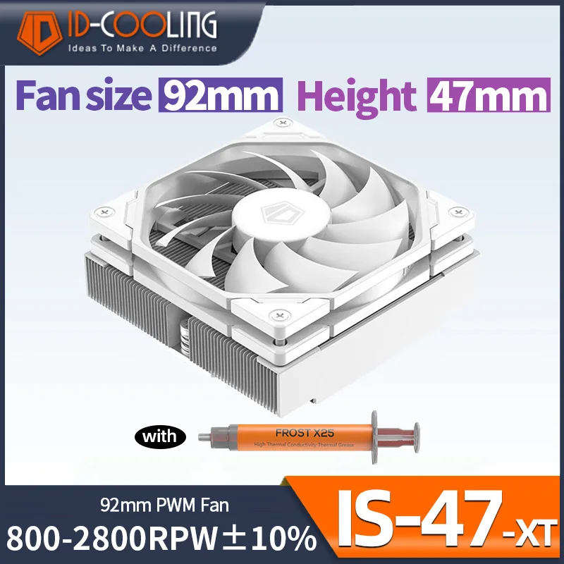 

ID-COOLING IS-47 XT 4 HeatPipes CPU Processor Air Cooler 92mm PWM Cooling Fan ITX Radiator for Intel LAG1700/1200/115X AM4 AM5