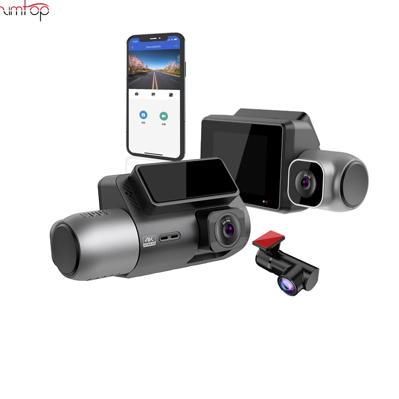 

Автомобильный видеорегистратор, Передняя камера 4K + 2K с двойным объективом/3-канальная камера 4k + 1080P + 2K 2022 GPS WIFI, черный ящик, видеорегистратор 4K
