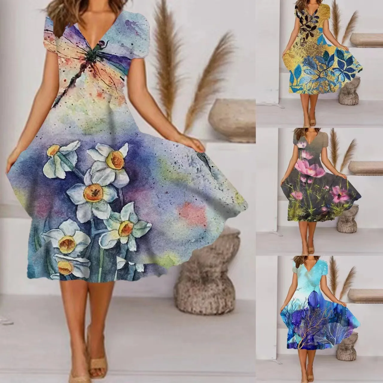 

Сексуальные женские платья, лето 2023, модное платье с принтом, повседневный летний пляжный сарафан, платья