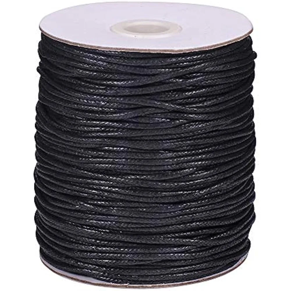 

2mm Black Waxed Cord for Jewelry Making 100 Yards Waxed Cotton Cord Thread Beading Cord String for Bracelet Necklace Waist Chain