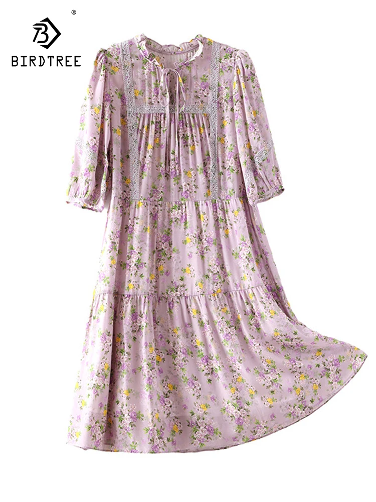 Birdtree 100%Mulberry Silk French Elegant Print Dress Shows Thin Temperament Loose Fragmented Flower Party Casual Dress D3N243QC
Birdtree 100%Mulberry Silk French Elegant Print Dress Shows Thin Temperament Loose Fragmented Flower Party Casual Dress D3N243QC