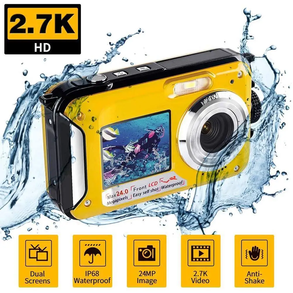 New 2.4MP Underwater Camera Waterproof Digital Camera 1080P Full HD Dual Screen Selfie Video Recorder Anti-Shake Mini Camera
New 2.4MP Underwater Camera Waterproof Digital Camera 1080P Full HD Dual Screen Selfie Video Recorder Anti-Shake Mini Camera