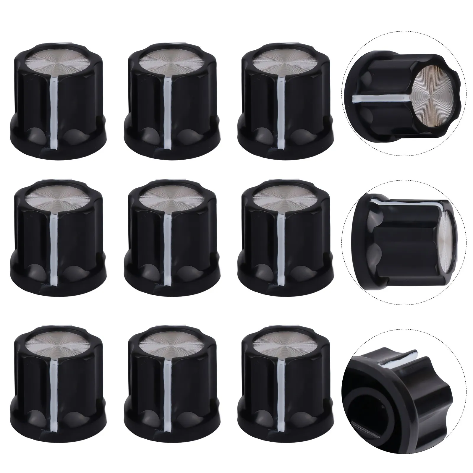10pcs Guitar Tone Knobs 6mm Shaft Hole Black 12*4*2CM For Electric Guitar Plastic+Aluminum Sheet Potentiometer
10pcs Guitar Tone Knobs 6mm Shaft Hole Black 12*4*2CM For Electric Guitar Plastic+Aluminum Sheet Potentiometer