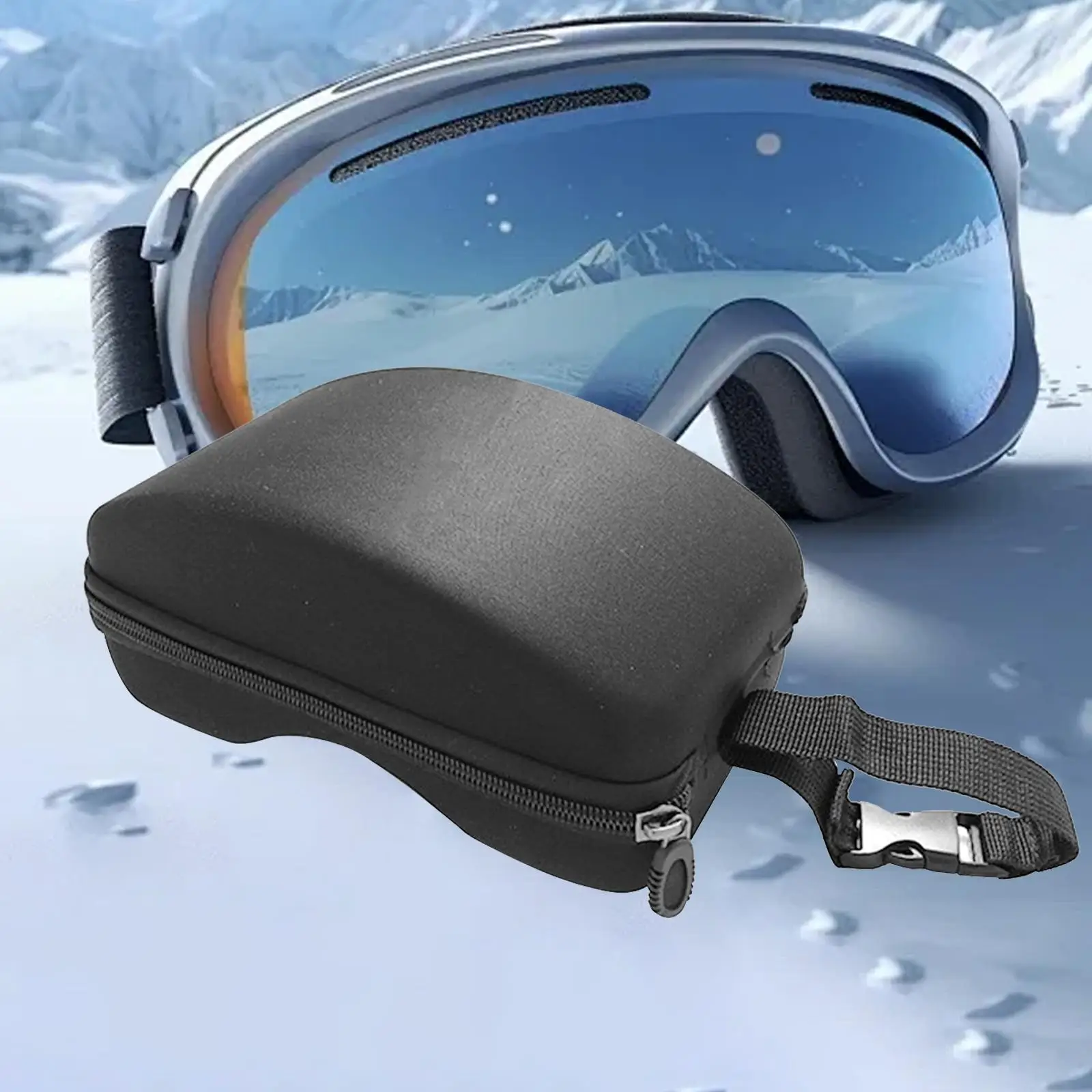 

Snowboard Snow Goggles Box, Ski Goggles Case Zipper Hard Shell, Sport Glasses Holder for Eyeglass Travel Cycling Glasses