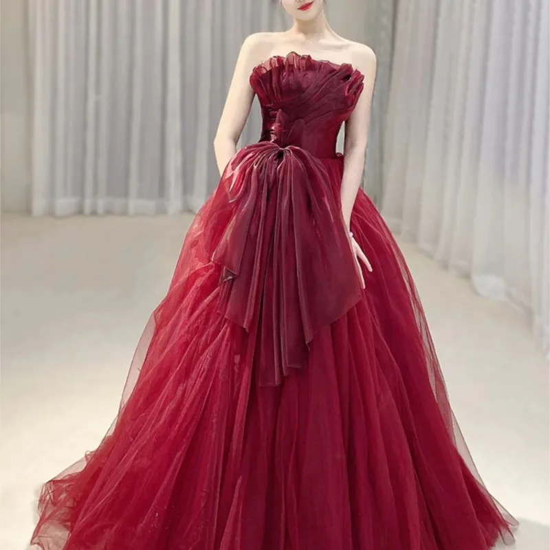 

Потрясающее платье, новинка для невесты, роскошный красный топ-труба для невесты, повседневный банкет