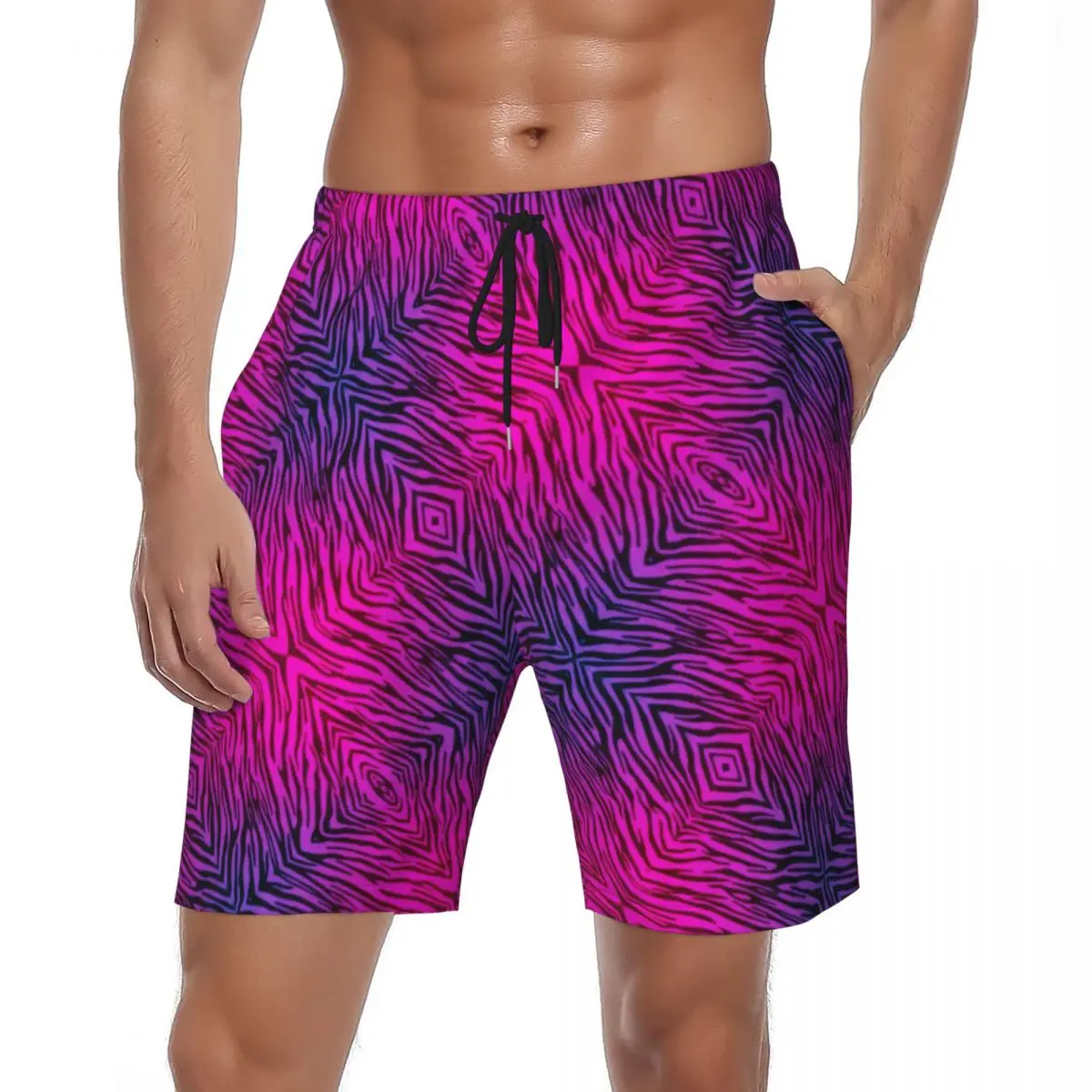 

Summer Board Shorts Man Pink Zebra Sports Surf Animal Print Custom Board Short Pants Casual Quick Dry Beach Trunks Big Size