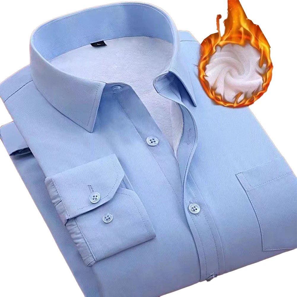 Men's Winter Warm Plush Lining Shirts Solid Color Pockets Long Sleeve Business Casual Relaxed Shirt Clothing
Men's Winter Warm Plush Lining Shirts Solid Color Pockets Long Sleeve Business Casual Relaxed Shirt Clothing