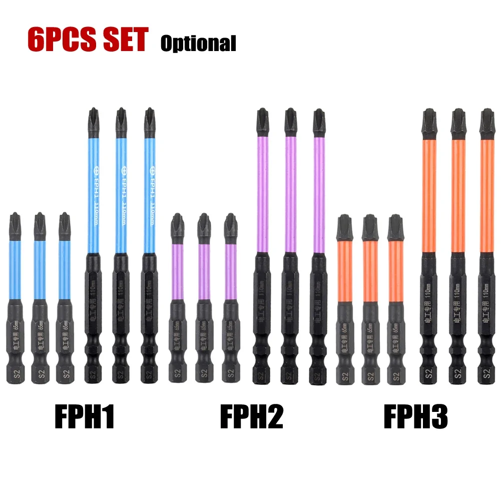 6pc 65mm 110mm Alloy Steel Magnetic Special Slotted Cross Screwdriver Bits FPH1 FPH2 For Electrician Socket Switch
6pc 65mm 110mm Alloy Steel Magnetic Special Slotted Cross Screwdriver Bits FPH1 FPH2 For Electrician Socket Switch