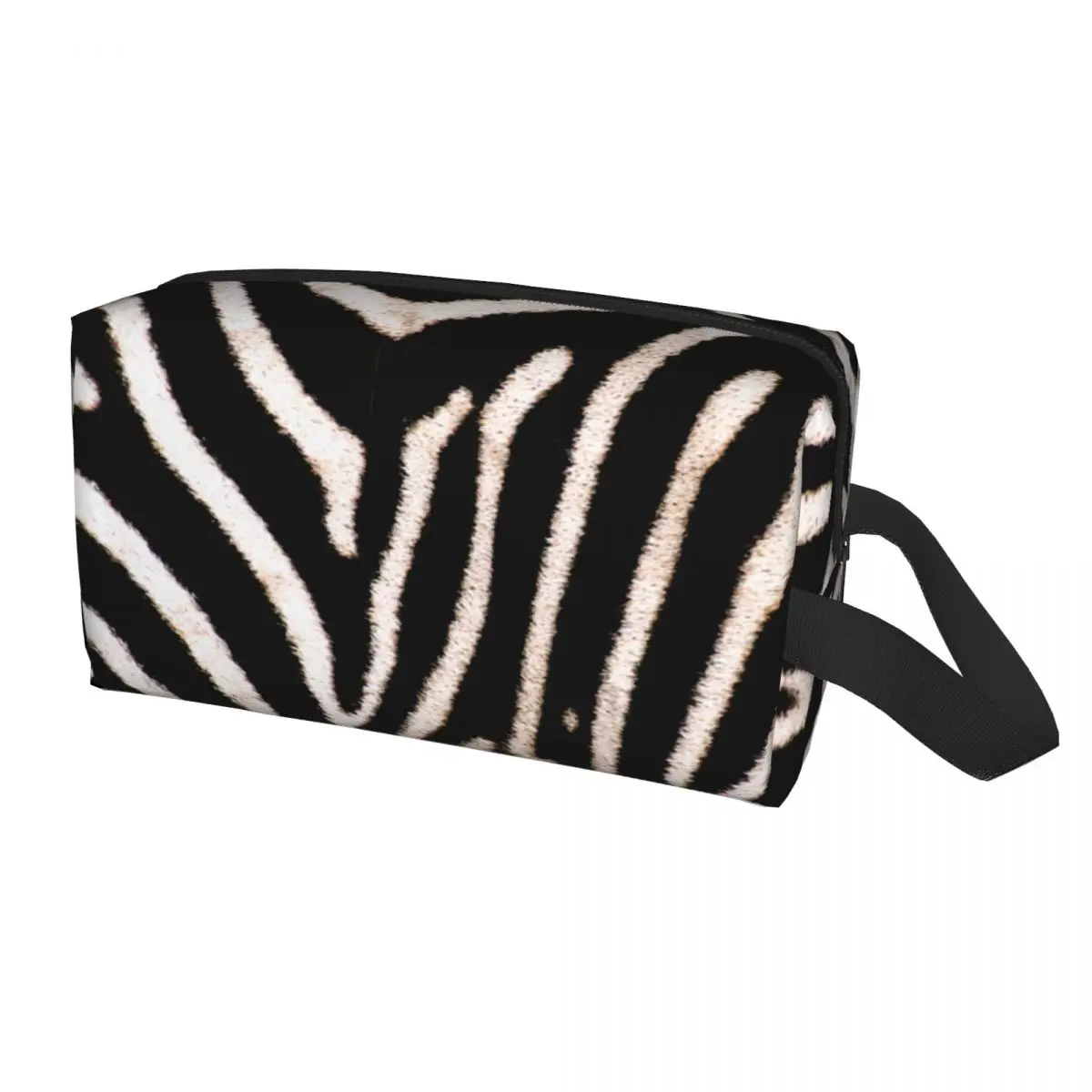 

Travel Tropical Wild Animal Zebra Stripes Leather Texture Toiletry Bag Cosmetic Makeup Organizer Beauty Storage Dopp Kit Box