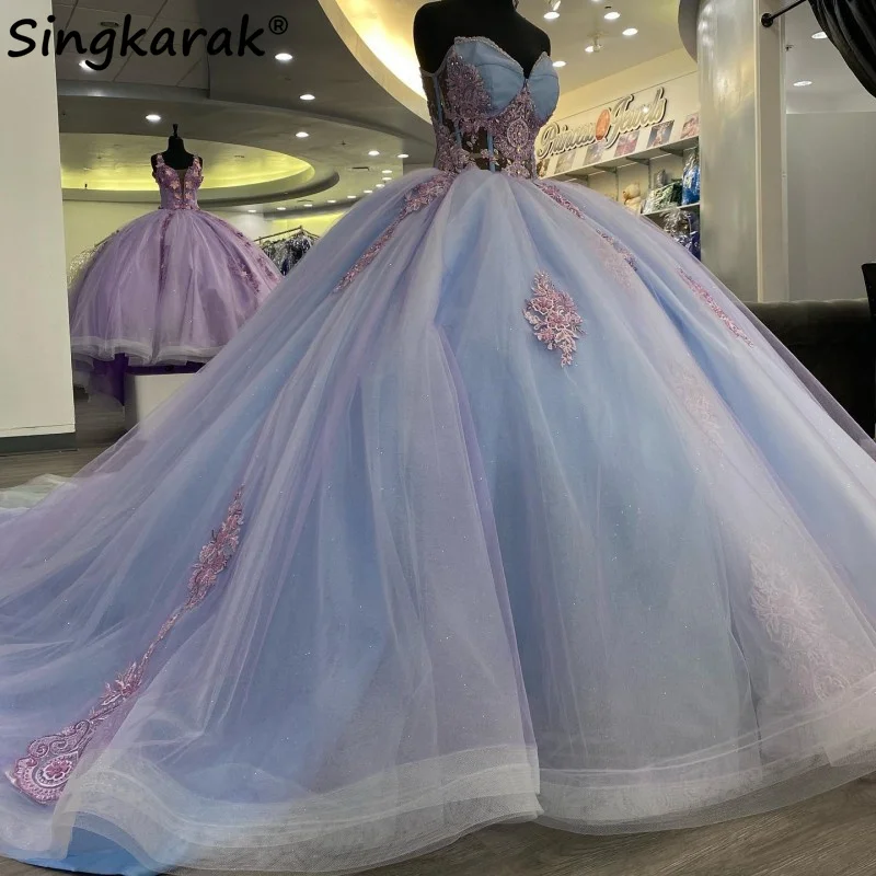 Милое милое платье принцессы Quinceanera, кружевное бальное платье с аппликацией из бисера и кристаллов на 16-й день рождения, выпускной 
Милое милое платье принцессы Quinceanera, кружевное бальное платье с аппликацией из бисера и кристаллов на 16-й день рождения, выпускной
