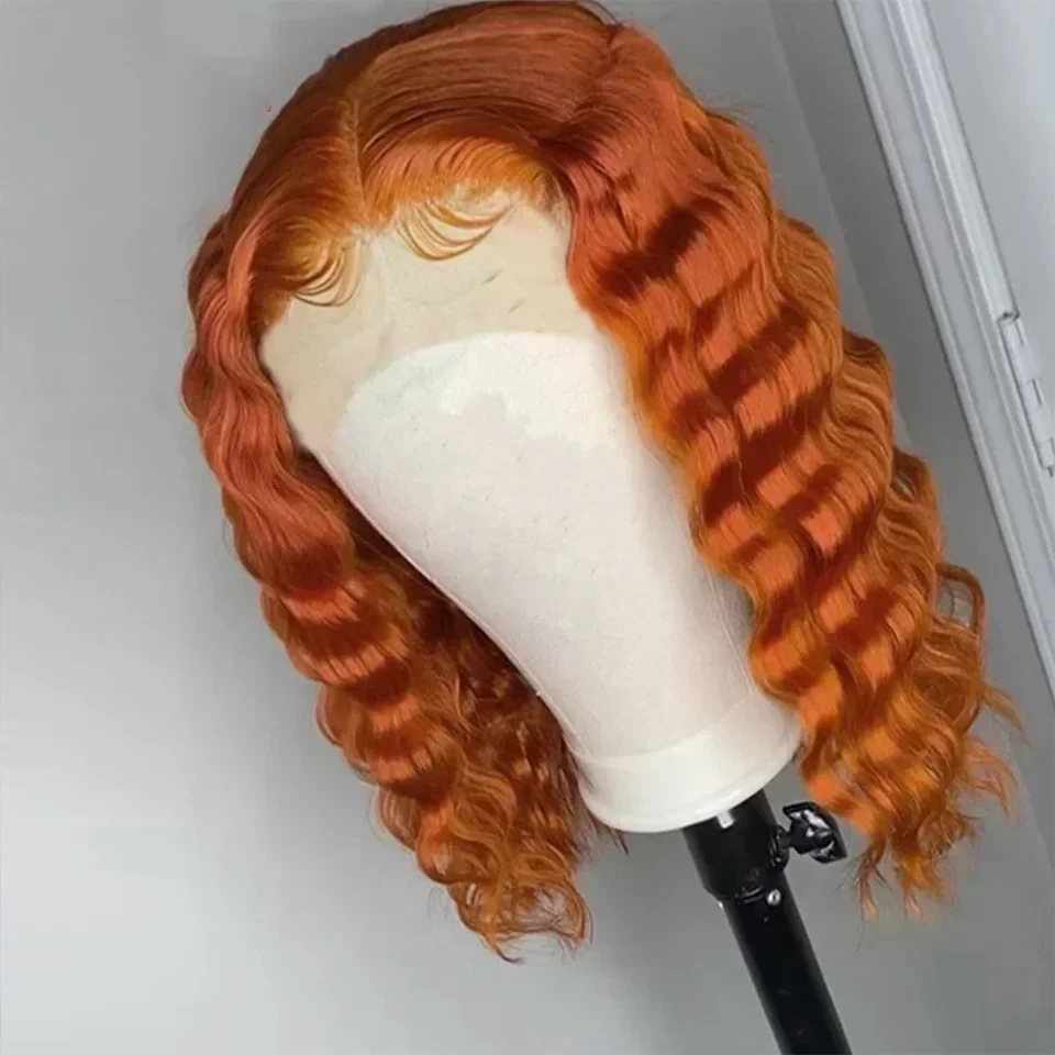 

Ginger Glueless Deep Wave Lace Frontal Human Hair Wig for Black Women 13x4 Curly Bob Wigs Brazilian Lace Perruque Cheveux Humain