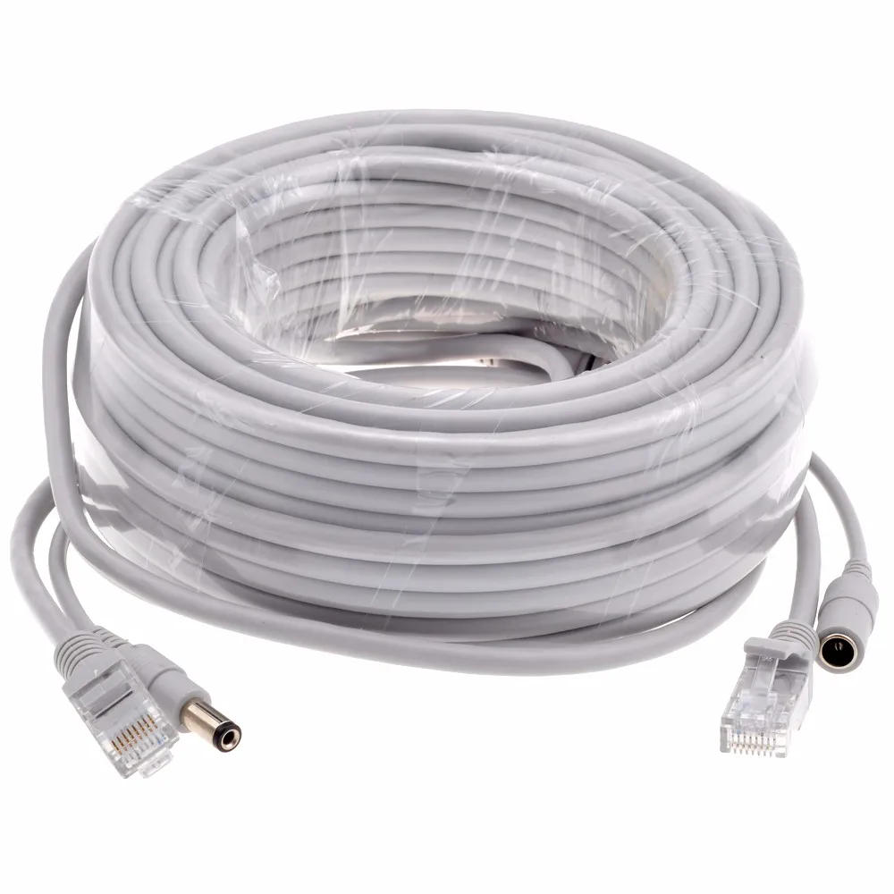 

5M/10M/15M/20M/30M Optional Gray CAT5/CAT-5e Ethernet Cable RJ45 + DC Power CCTV Network Lan Cable For System IP Cameras