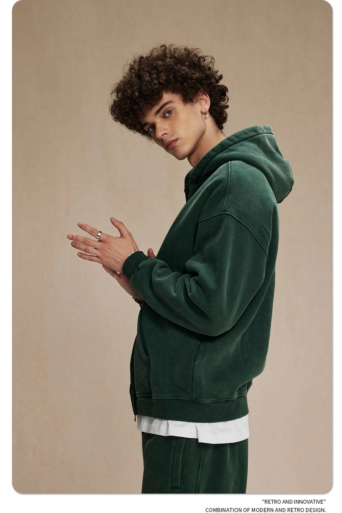 IEFB Men's Wear Wax Printing Vintage Male Hoodies Oversized Loose Zipper Water Washed Plush Sweatshirt Trendy New 9C9349 67 Se25ea6102f5c4fb5bdeb08ff4ce03ea4U