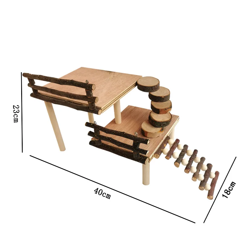 

Hamster Djungarian Hamster Wooden Toy Two-Layer Platform Apple Branch Fence Ladder Combination Landscaping Supplies