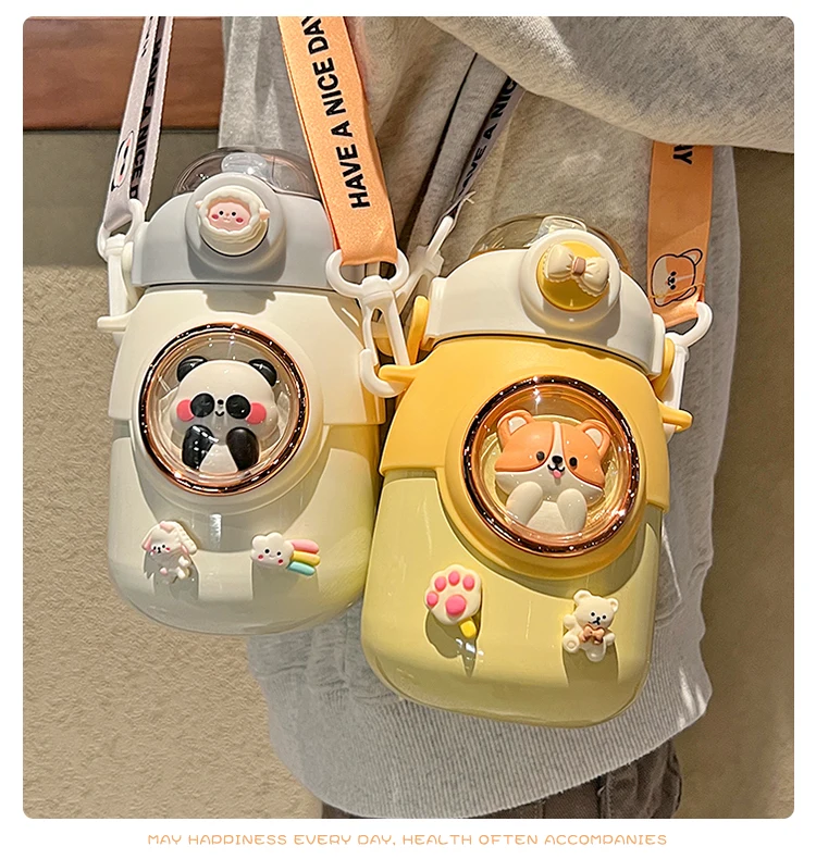 Детский термос, чашка для девочек, высокая стоимость, выбор интернет-знаменитостей, подарок на день рождения, чашка для воды, Женский чайник с наклонной линией, большой объем 700 мл