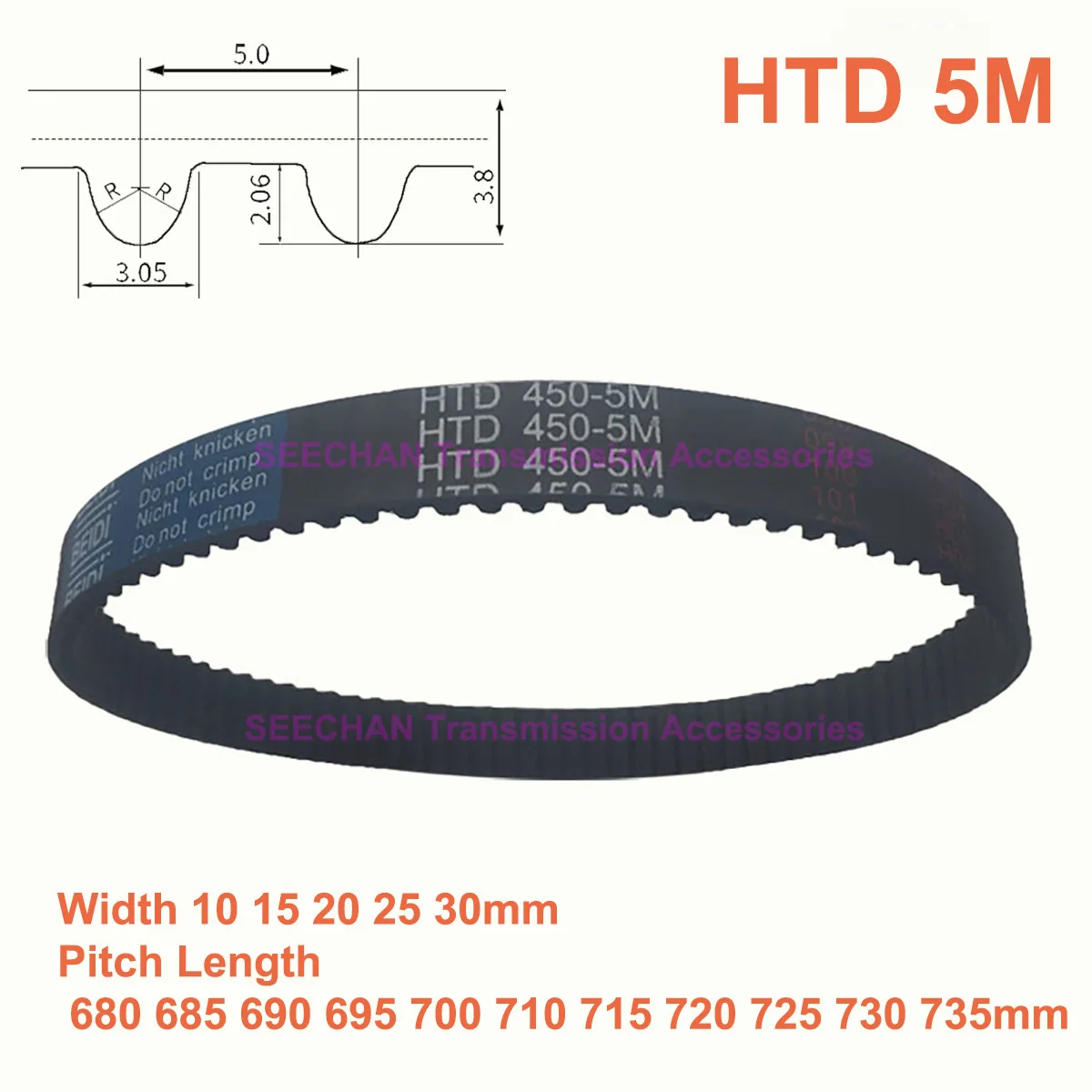 HTD 5M Rubber Timing Belt Width 10 15 20 25 30mm Synchronous Belt Pitch Length 680 685 690 695 700 710 715 720 725 730 735mm
HTD 5M Rubber Timing Belt Width 10 15 20 25 30mm Synchronous Belt Pitch Length 680 685 690 695 700 710 715 720 725 730 735mm