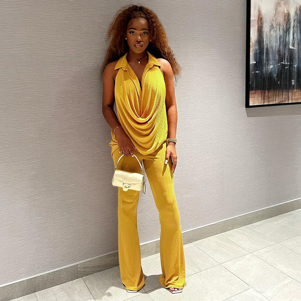Women Streetwear Two Piece Set Solid Lapel Sleeveless Pile Y2k Tops Slim Flare Pants Set Fashion Sexy Party 2 Piece Women Outfit
Women Streetwear Two Piece Set Solid Lapel Sleeveless Pile Y2k Tops Slim Flare Pants Set Fashion Sexy Party 2 Piece Women Outfit