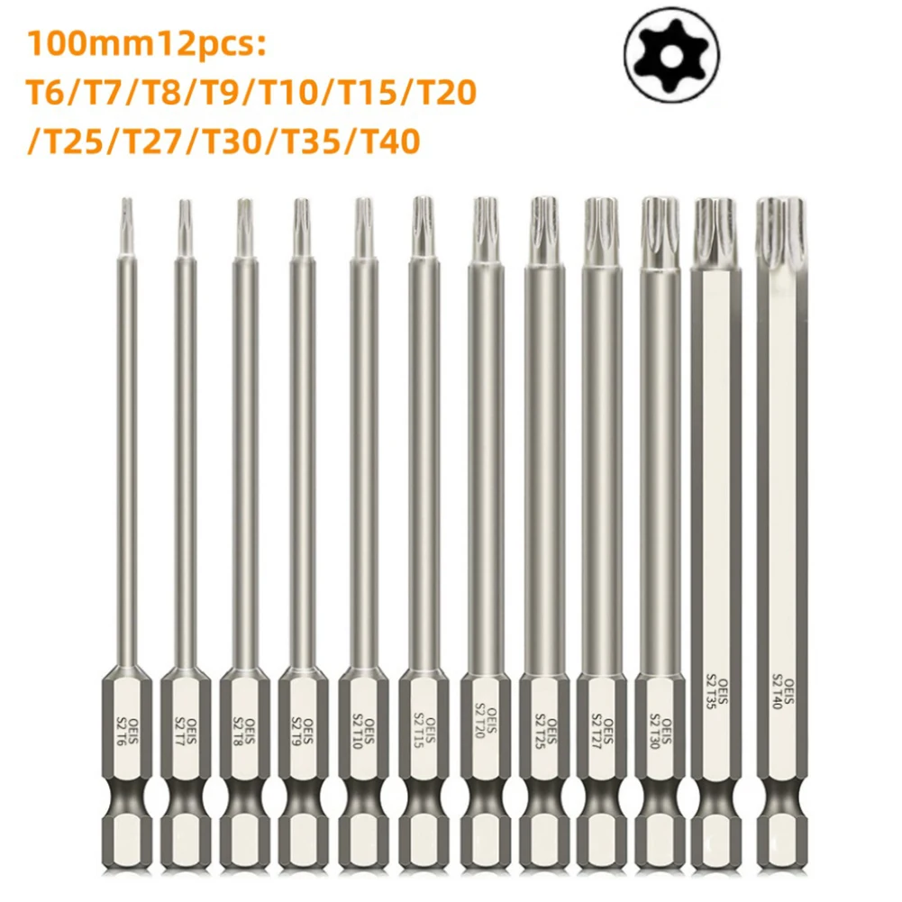 12pcs 100mm 1/4 Hollow Plum Blossom Extended Bit Hexagon Handle Screwdriver Bit Screwdriver Tool Set For Power Screwdriver
12pcs 100mm 1/4 Hollow Plum Blossom Extended Bit Hexagon Handle Screwdriver Bit Screwdriver Tool Set For Power Screwdriver