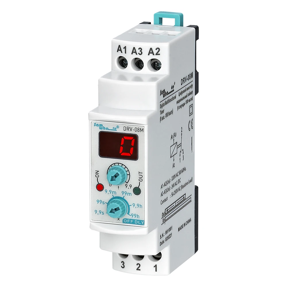 Samwha-Dsp DRV-08M Digital Multifunction Off Delay Time Relay(0,1sec. - 100 Hours.)
Samwha-Dsp DRV-08M Digital Multifunction Off Delay Time Relay(0,1sec. - 100 Hours.)