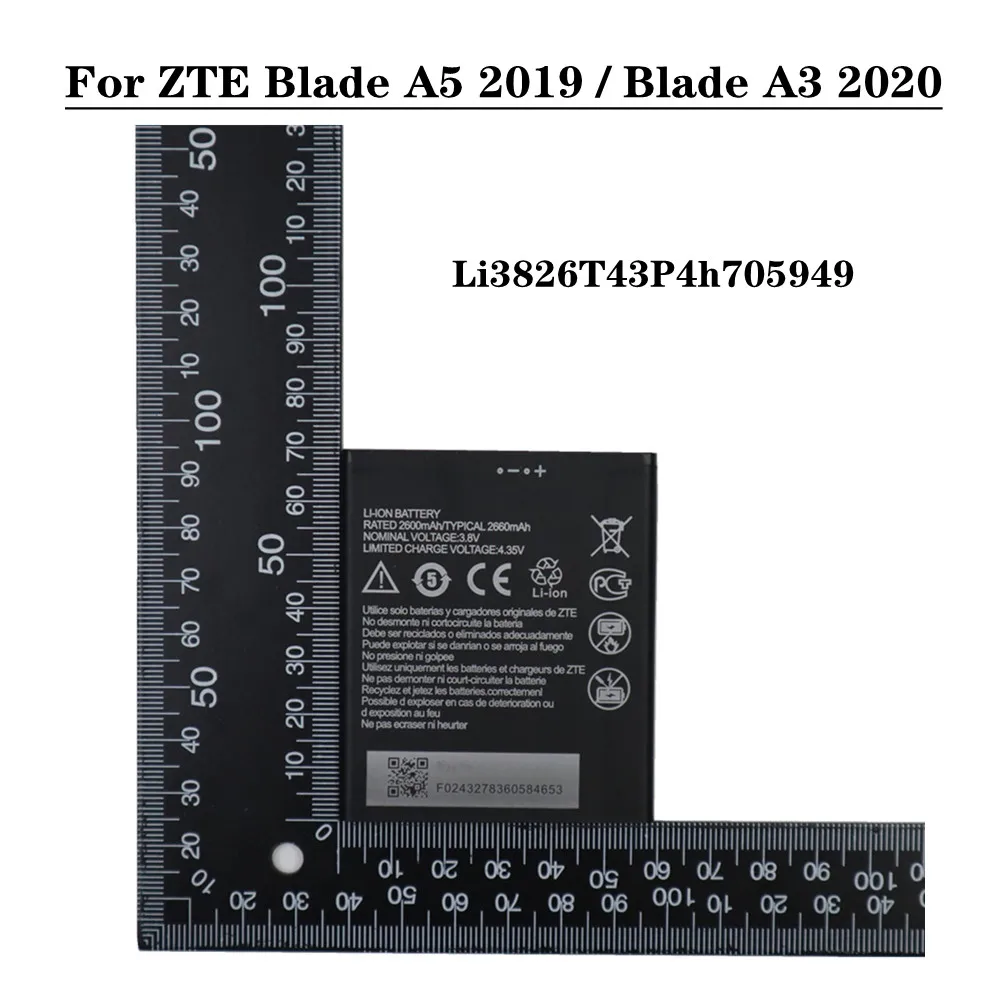 

Новый аккумулятор 2660 мАч Li3826T43P4h705949 для ZTE Blade A5 2019 / Blade A3 2020 A530 A606 BA530 BA606 Высококачественный аккумулятор для телефона