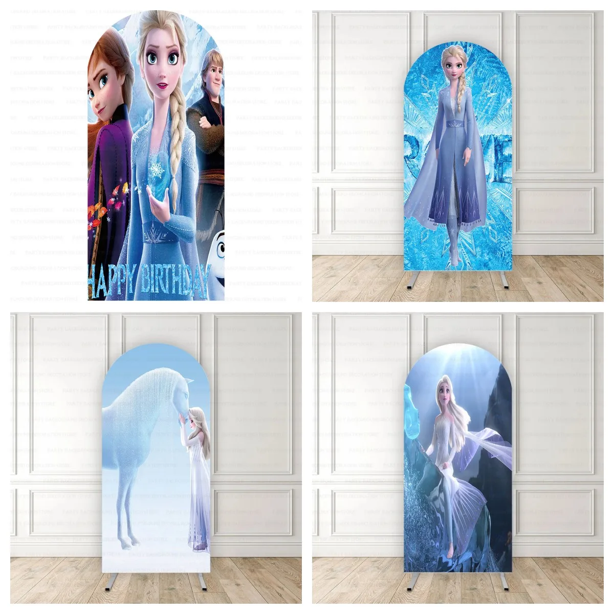 

Disney Ice Castle Princess Girl Frozen Anna Elsa Arch Backdrop Baby Shower Cartoon Birthday Party Photography Background Decor