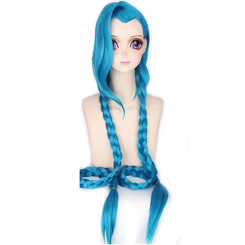 

Jinx Cosplay Wig Long Braided Blue The Loose Cannon Wig with Blue Braid Heat Resistant Synthetic Hair Wigs