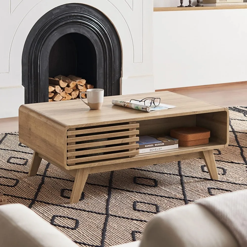 Ensley Coffee Table, Mid Century Modern Table with Storage, Farmhouse Wood Coffee Table for Living Room (Fluted (Oak))
Ensley Coffee Table, Mid Century Modern Table with Storage, Farmhouse Wood Coffee Table for Living Room (Fluted (Oak))