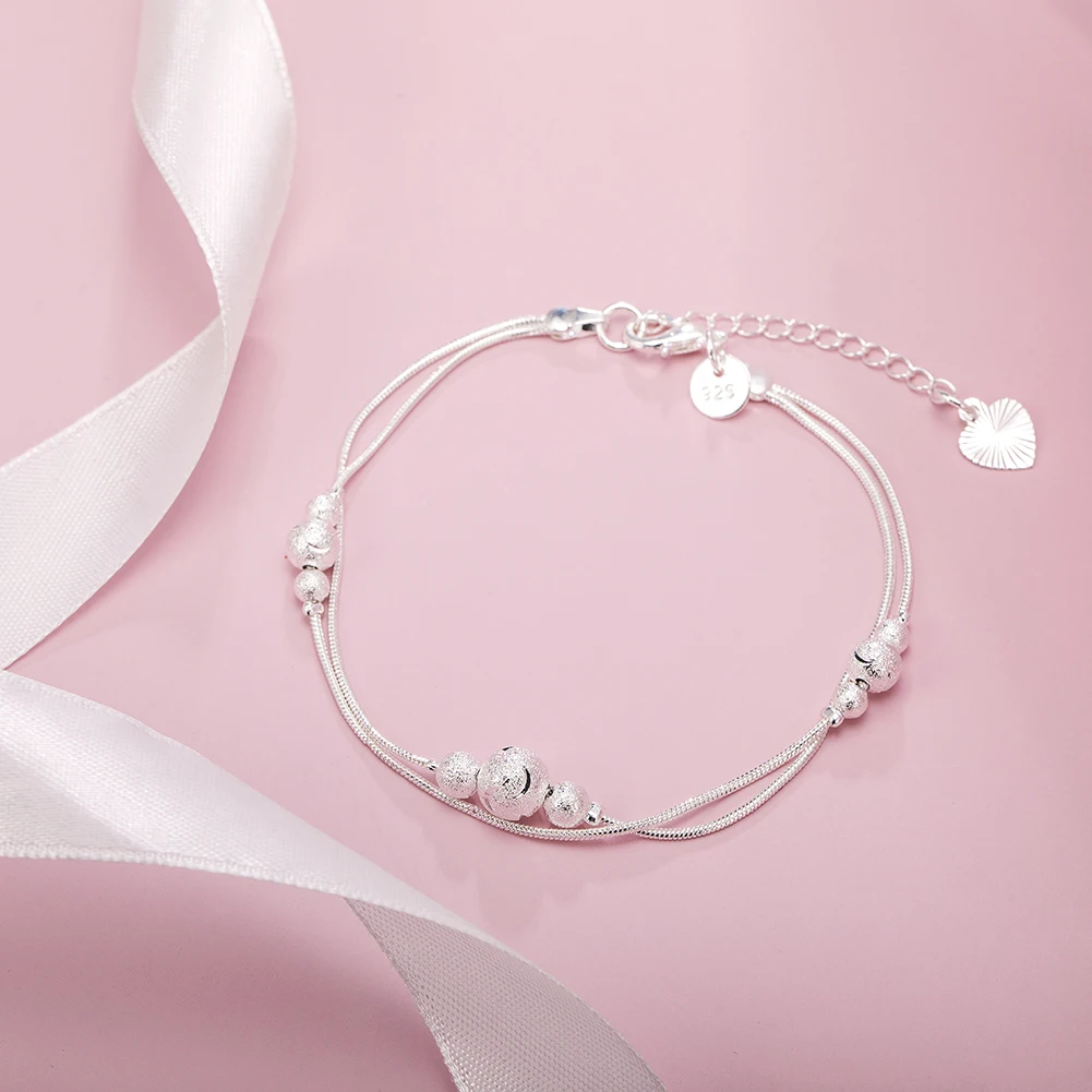 

new arrive 925 Sterling Silver Geometry beads Chain Bracelet for Women Men Fashion Wedding Fine Jewelry Christmas Gift