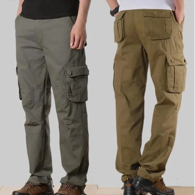 

Fashion Men's Cargo Pants Casual Multi Pockets Military Tactical Outwear Straight slacks Male Long Trousers Large size 42 44