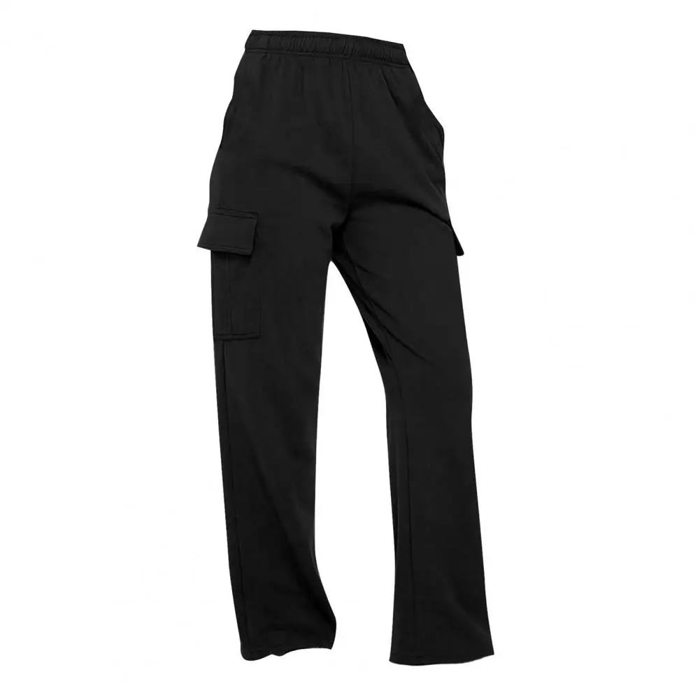 

Elastic Waist Trousers Comfortable High Waist Wide Leg Cargo Pants for Women with Multiple Pockets Soft Breathable for Everyday