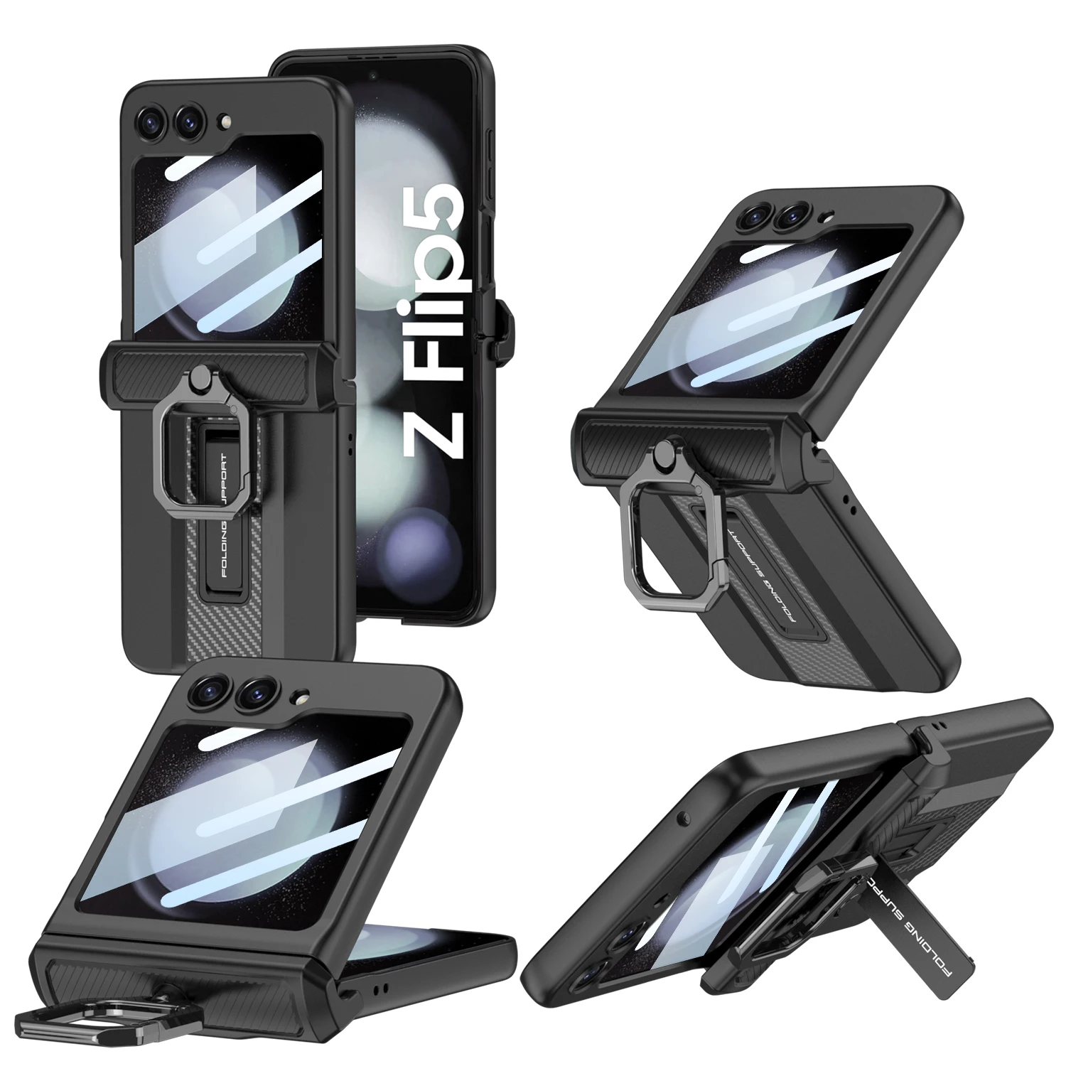 Magnetic Hinge Ring holder Cover For Samsung Galaxy Z Flip 5 Case Flip5 Hard PC Armor Cover with Glass Film For Z Flip5 5G
Magnetic Hinge Ring holder Cover For Samsung Galaxy Z Flip 5 Case Flip5 Hard PC Armor Cover with Glass Film For Z Flip5 5G