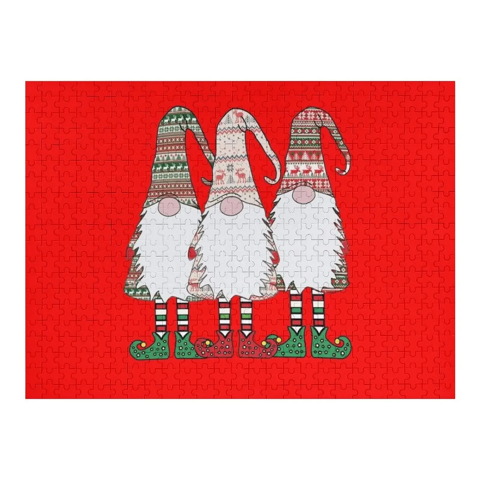 

3 Nordic Gnomes Winter Christmas Swedish Tomte Cute Elves Jigsaw Puzzle Jigsaw Custom Custom Custom Child Puzzle