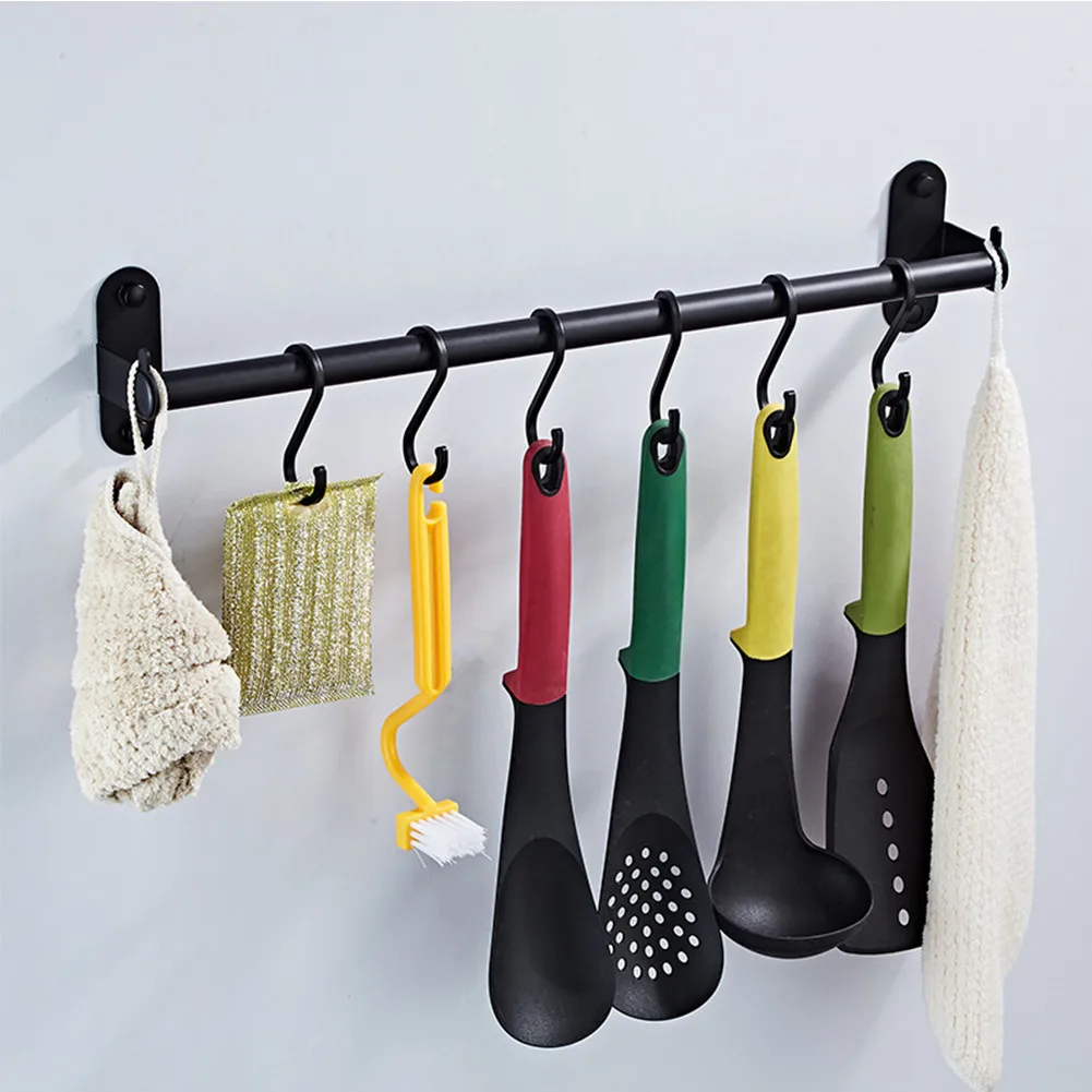 Kitchen Hook Wall Hanger With 6 Hooks For Knife Spoon Pot Lid Holder Cooking Utensil Rack With Sliding Hooks Black Hanging Rod
Kitchen Hook Wall Hanger With 6 Hooks For Knife Spoon Pot Lid Holder Cooking Utensil Rack With Sliding Hooks Black Hanging Rod