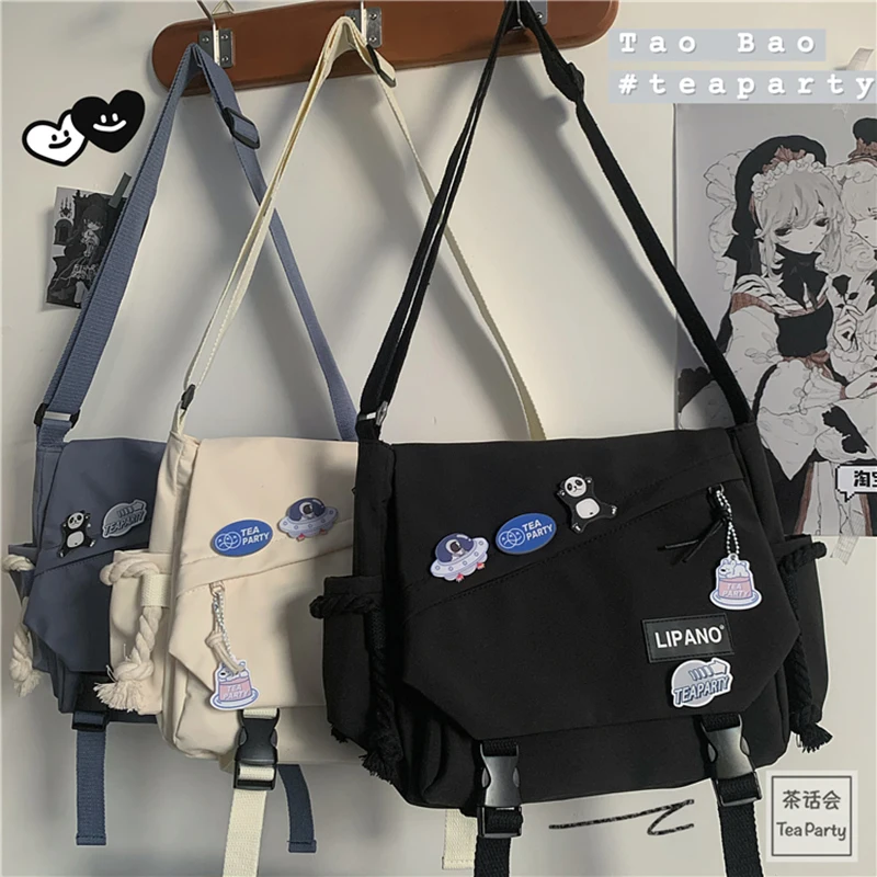 

South Korea Ins Hong Kong Style Bag Versatile Art Street Auction One Shoulder Postman Bag Chic Student Messenger Bag Female