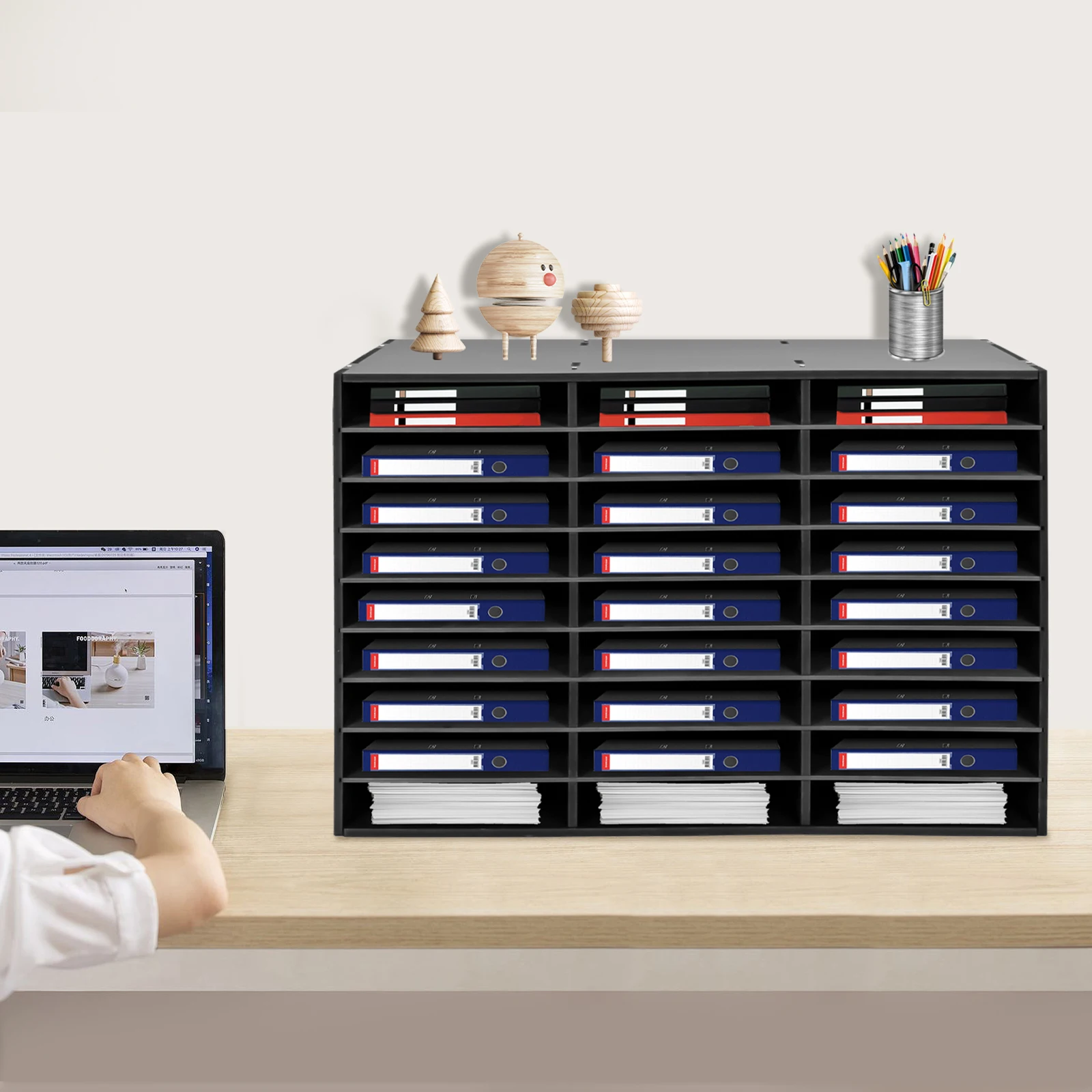 

Desktop Literature Organizer Adjustable File Sorter Mail Center Magazine Holder Paper Storage Cabinet Classroom Keepers Mailbox