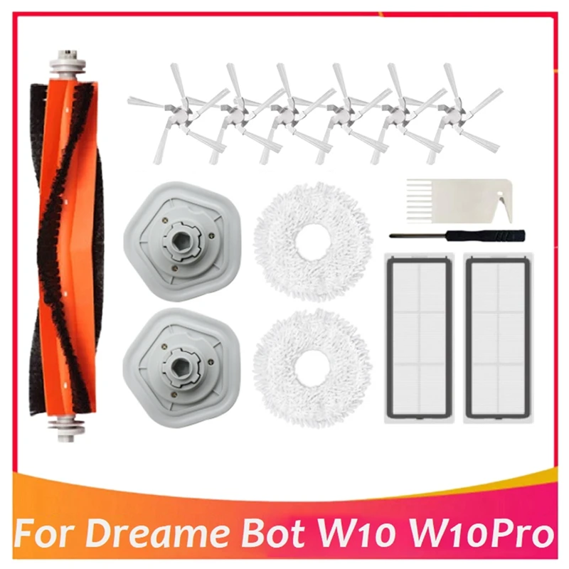 

15Pcs Accessories Kit For Dreame W10/W10 Pro Vacuum Cleaner Washable Filter Mop Cloth Main Side Brush For Home Cleaning