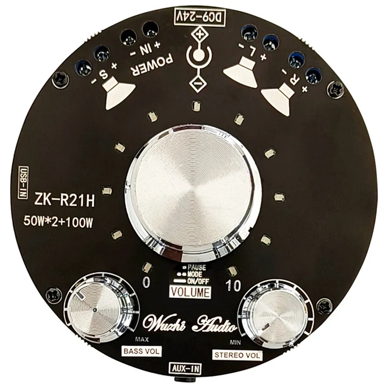 

ZK-R21H Bluetooth Плата усилителя мощности звука 2,1 каналов мини аудио цифровой Amp модуль TPA3116D2 50Wx2 + 100 Вт сабвуфер