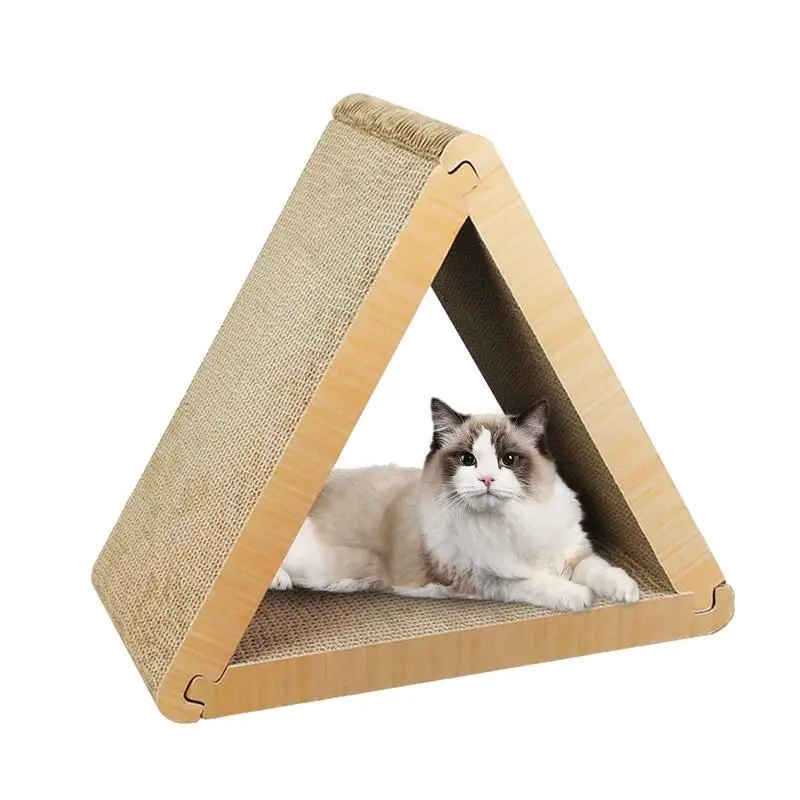 

Кошачья Когтеточка, гофрированная 6-сторонняя треугольная Когтеточка, игрушки для кошек, домашнее украшение для кошачьего гнезда, балкона, гостиной, спальни