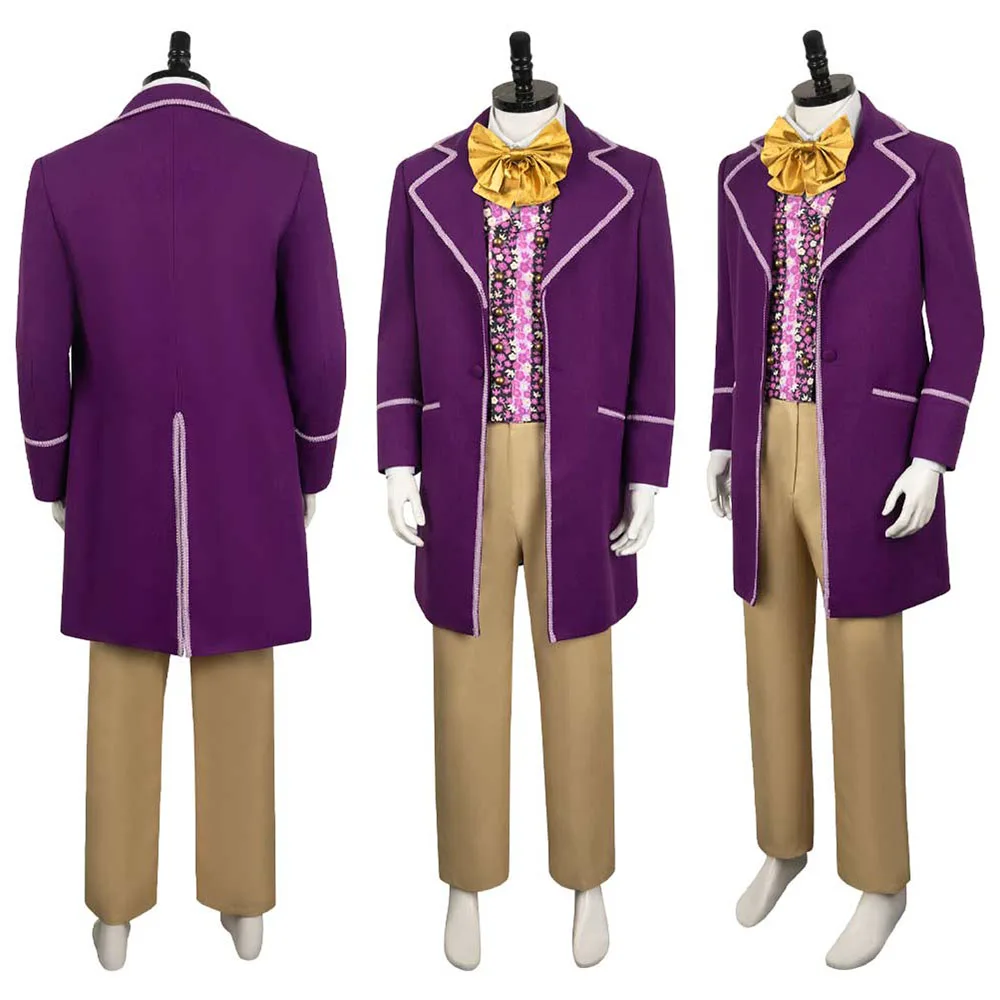 

Chocolate Factory Wonka Cosplay Costume Adult Man Male Magician Top Pants Coat Outfits Halloween Carnival Party Disguise Suit