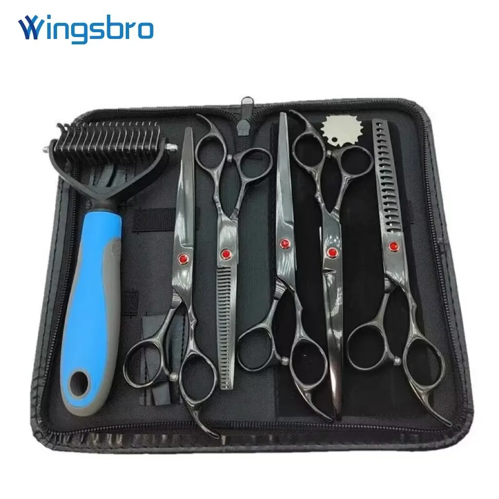 7.5 Inch Pet Scissors Kit Black Titanium Plating For Cats And Dog Scissors Straight Curved Scissors Shark Scissors Set
7.5 Inch Pet Scissors Kit Black Titanium Plating For Cats And Dog Scissors Straight Curved Scissors Shark Scissors Set