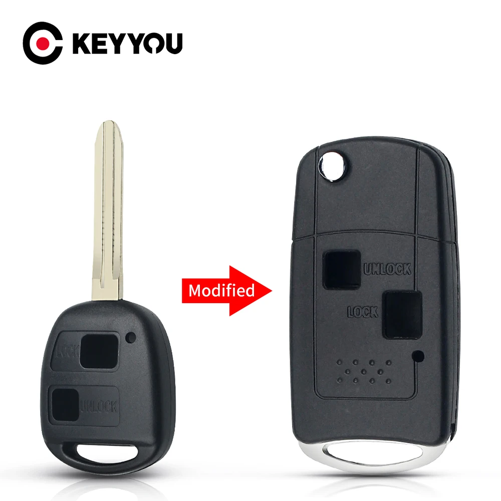 

KEYYOU 2 Buttons Modified For Toyota Camry Corolla Verso Avensi Prius Auris Car Key Shell Case Remote Key TOY43 Blade