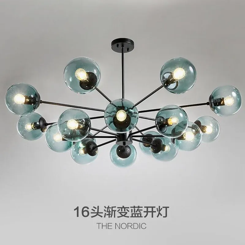 

Modern Nordic Black Led Chandelier For Living Room Bedroom Dining Room Kitchen Ceiling Pendant Lamp Glass Ball Hanging Light E27