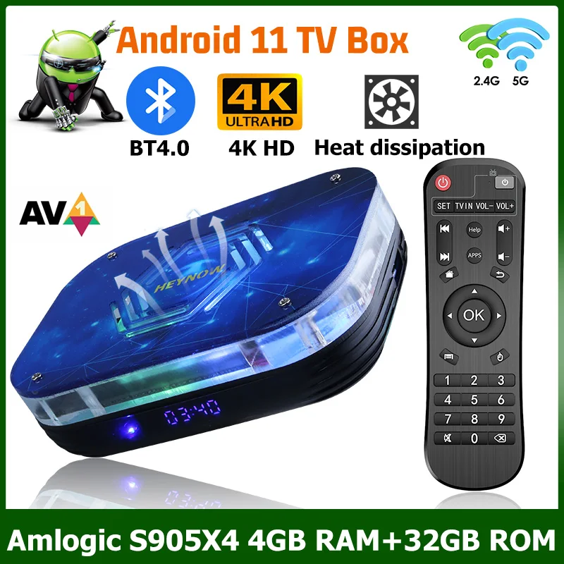 

X4 Android TV Box Amlogic S905X4 2+16GB/4+32GB Set Top Box 2.4G/5G Dual Wifi BT4.0 4K/8K HD Media Player Built-in cooling fan
