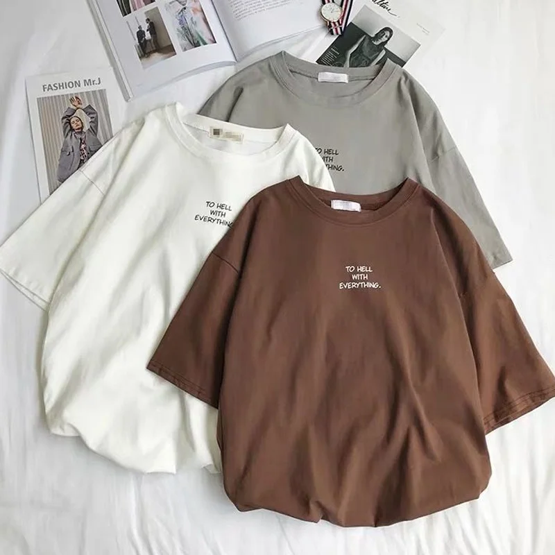 Fashion summer loose T Shirt Funny Letter print graphic t-shirts Harajuku all-match y2k Tops Streetwear Korean white Tees female
Fashion summer loose T Shirt Funny Letter print graphic t-shirts Harajuku all-match y2k Tops Streetwear Korean white Tees female