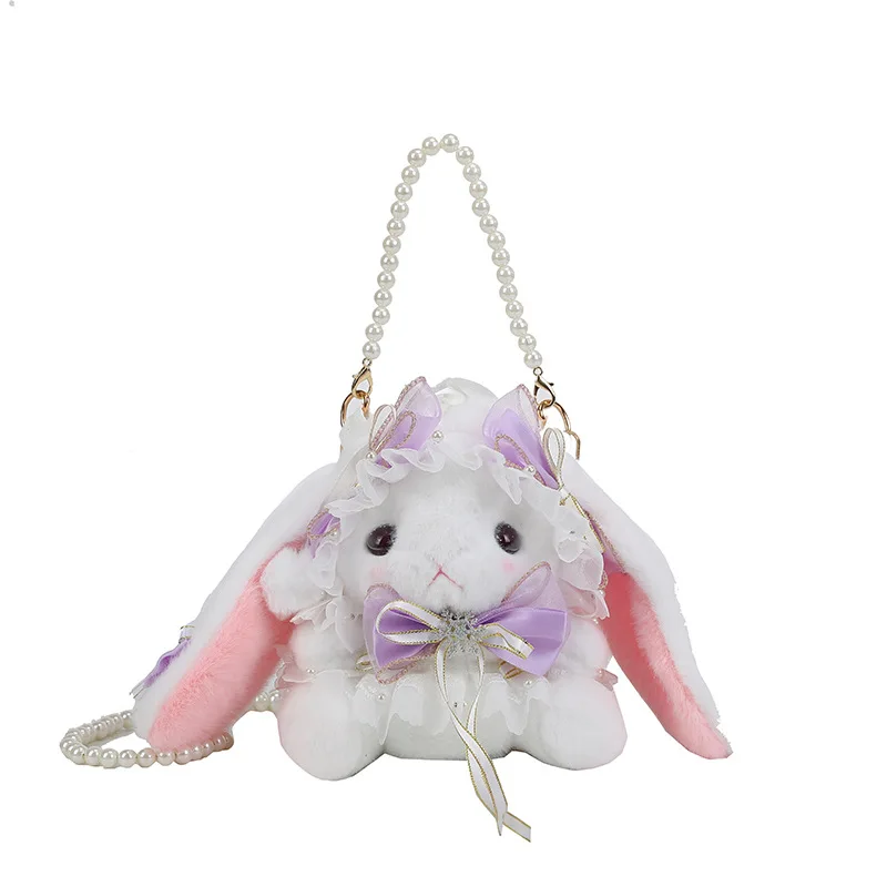 

Furry Cute Lolita Shoulder Bag Rabbit Pearl Soft Crossbody Handbags For Women Casual High-Quality Messenger Versatile Luxury Y2k